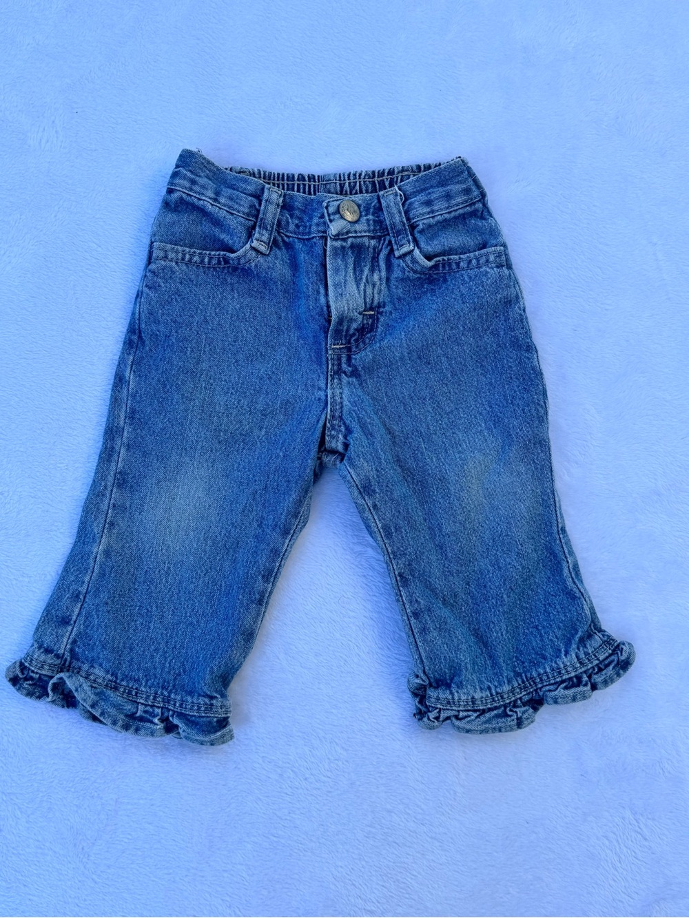 Rider Baby Blue Denim Ruffle-Hem Jeans